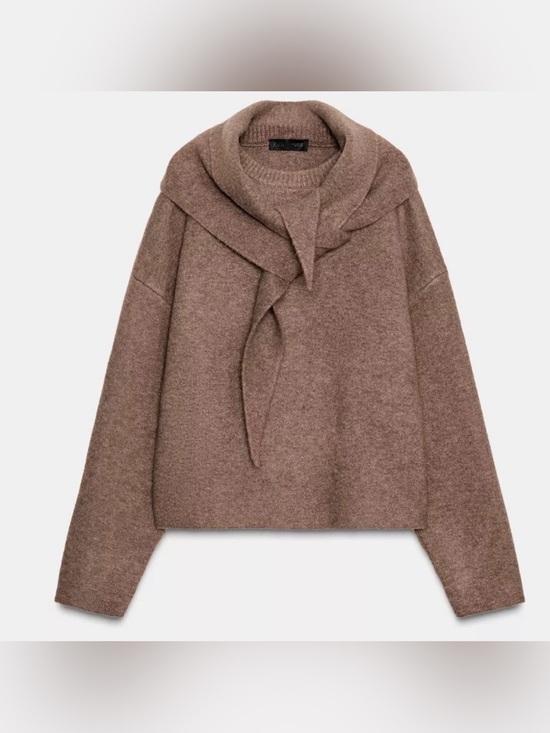 Zara Sweaters - Zara Knit Scarf Jumper Sweater With Scarf Detail - M